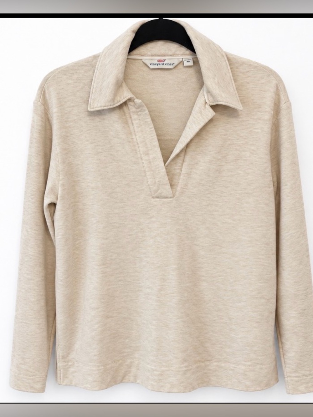 Vineyard Vines Women’s Dreamcloth Collared V-Neck Pullover Oatmeal Heather Med